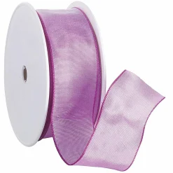 DecoWoerner Stoffband Mit Drahtkante 40 Mm, 25 M, Pink rosa