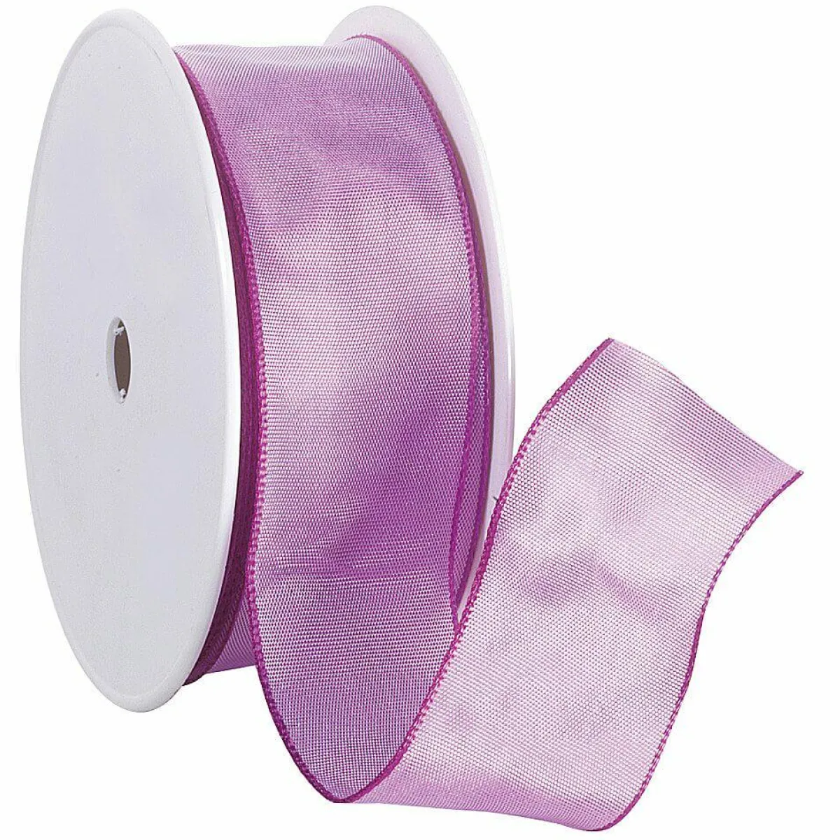DecoWoerner Stoffband Mit Drahtkante 40 Mm, 25 M, Pink rosa