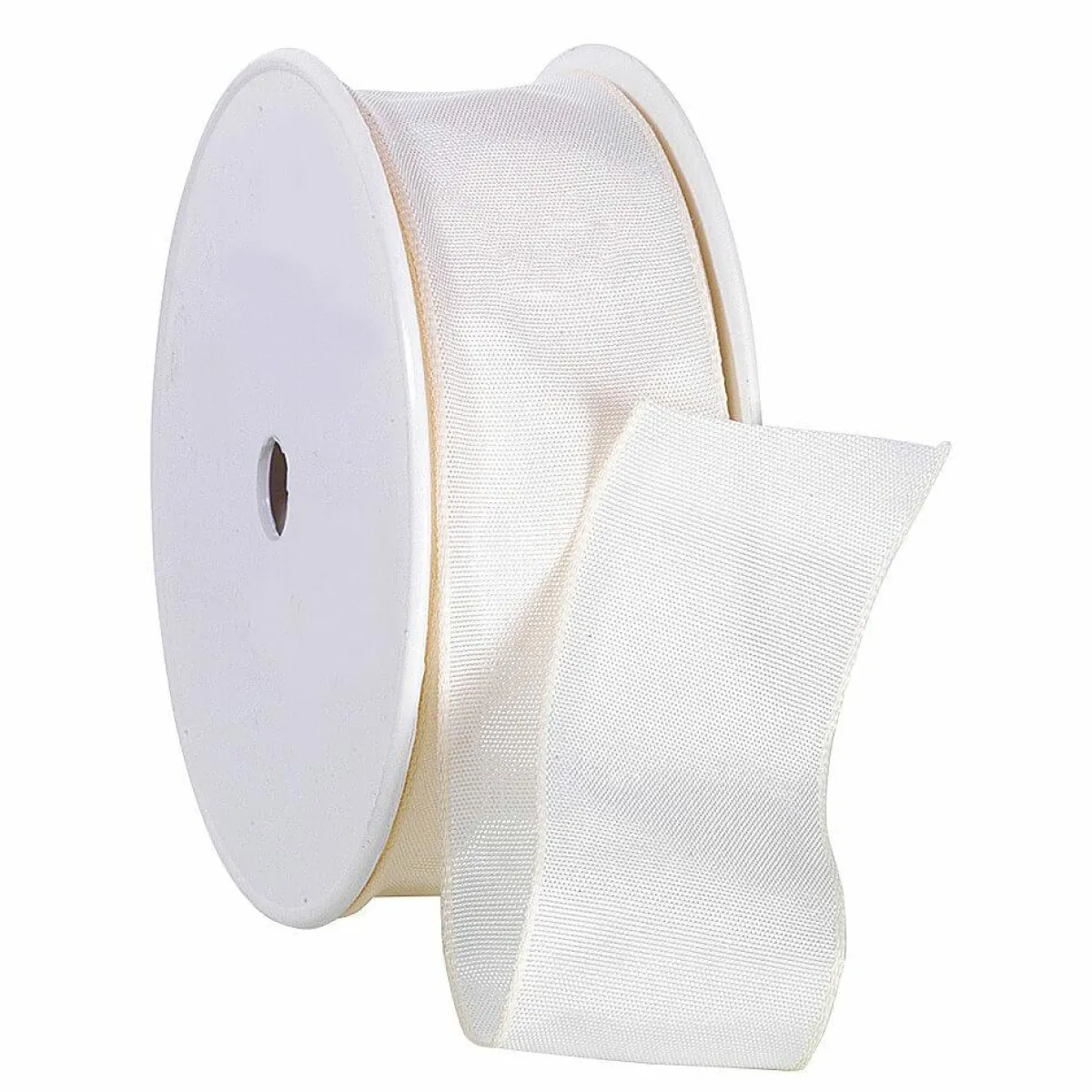 DecoWoerner Stoffband Mit Drahtkante 40 Mm, 25 M, Creme weiß