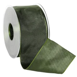 Clearance DecoWoerner Stoffband Mit Drahtkante, 60 Mm, 25 M, Dunkel grün