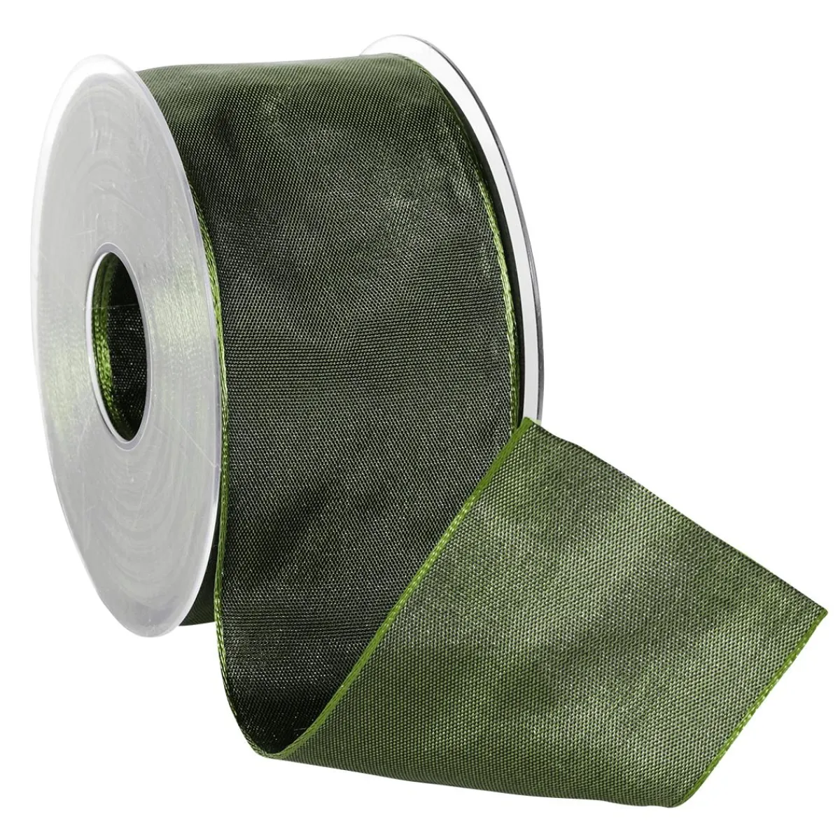 Clearance DecoWoerner Stoffband Mit Drahtkante, 60 Mm, 25 M, Dunkel grün
