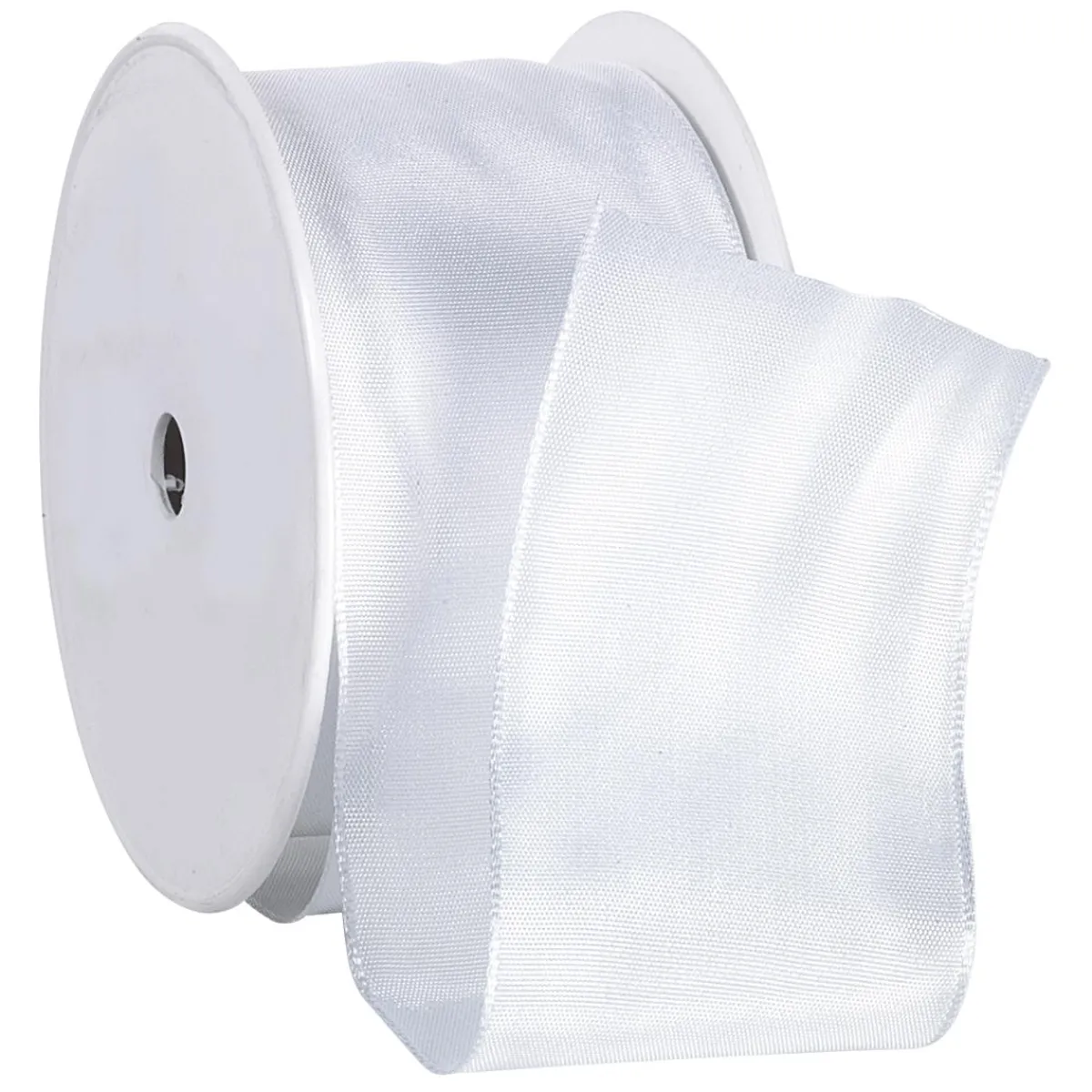 Best DecoWoerner Stoffband Mit Drahtkante, 60 Mm, 25 M, weiß