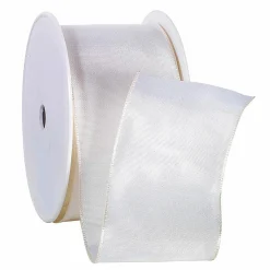 DecoWoerner Stoffband Mit Drahtkante, 60 Mm, 25 M, Creme weiß