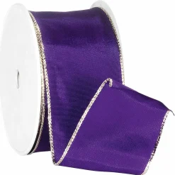 Online DecoWoerner Stoffband Mit Goldkante, 60 Mm, 25 M, Lila violett