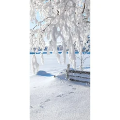 DecoWoerner Stoffbanner Schneelandschaft Aus Fahnenstoff 1 X 2 M weiß