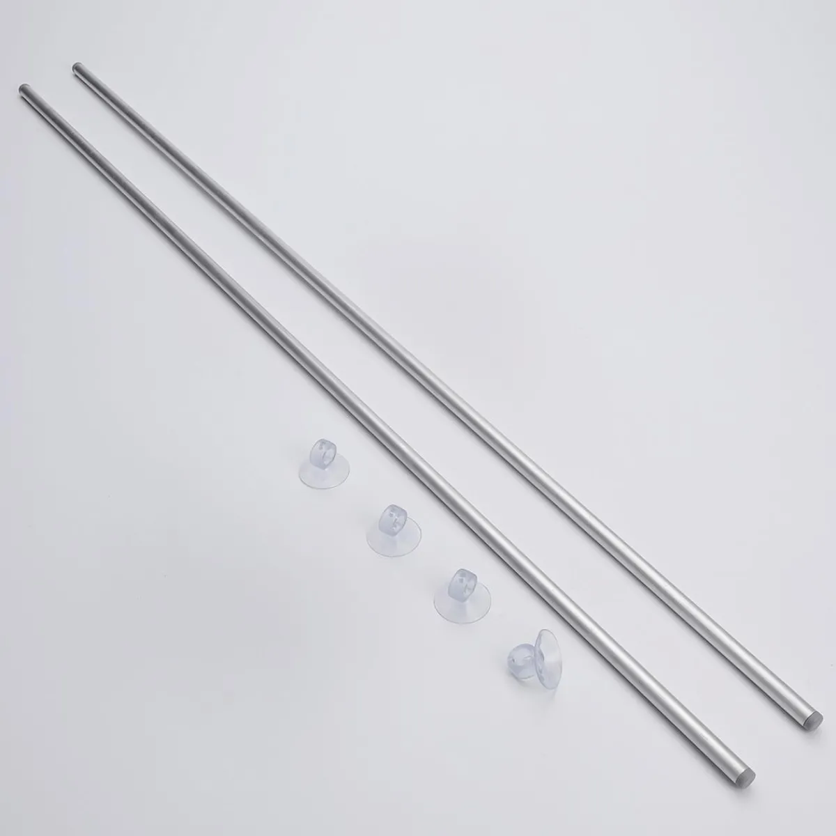 Sale DecoWoerner Stoffbanner-Alu-Aufhängestangen-Set Mit Saugnäpfchen Für Glasflächen, 79 Cm silber