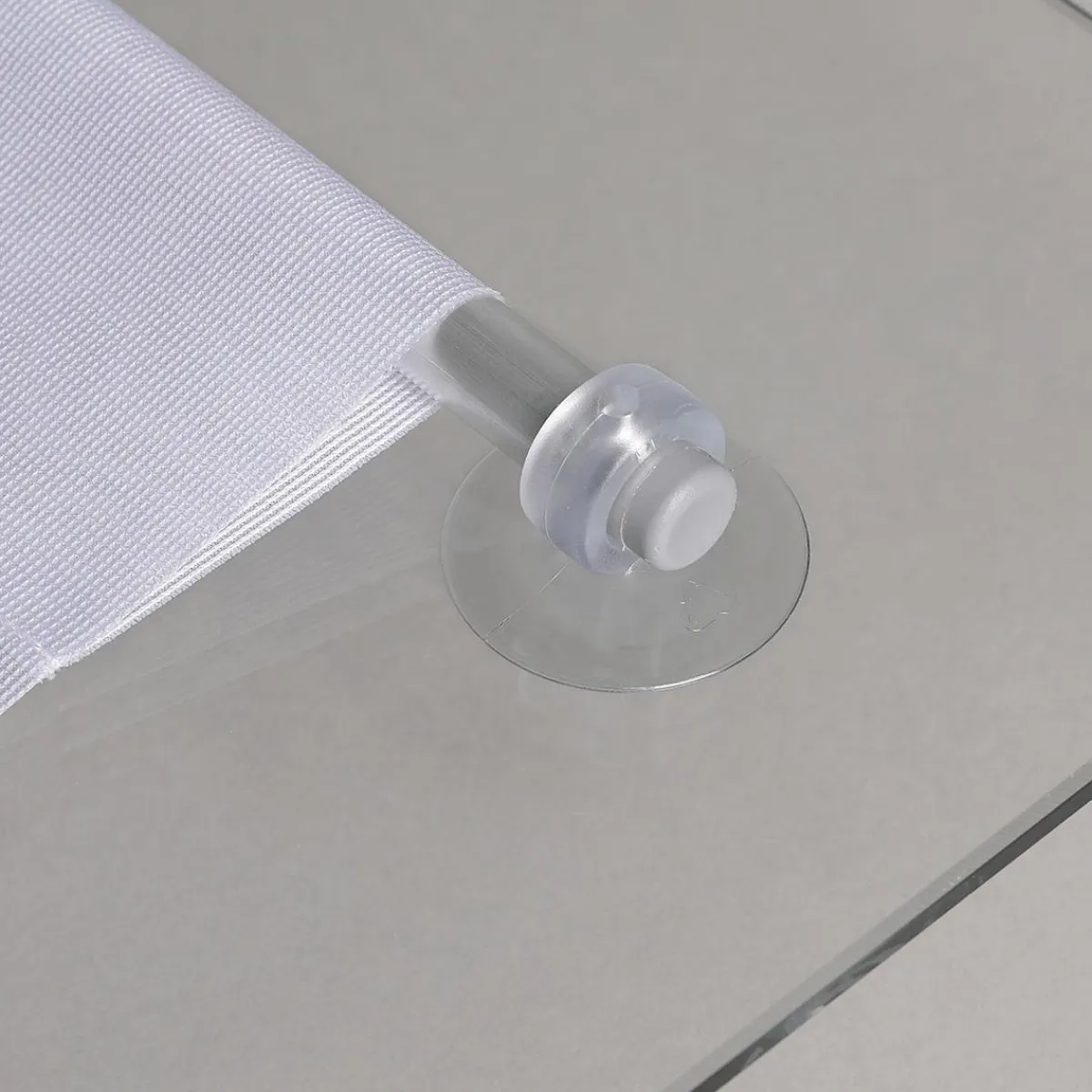 New DecoWoerner Stoffbanner-Alu-Aufhängestangen-Set Mit Saugnäpfchen Für Glasflächen, 104 Cm silber