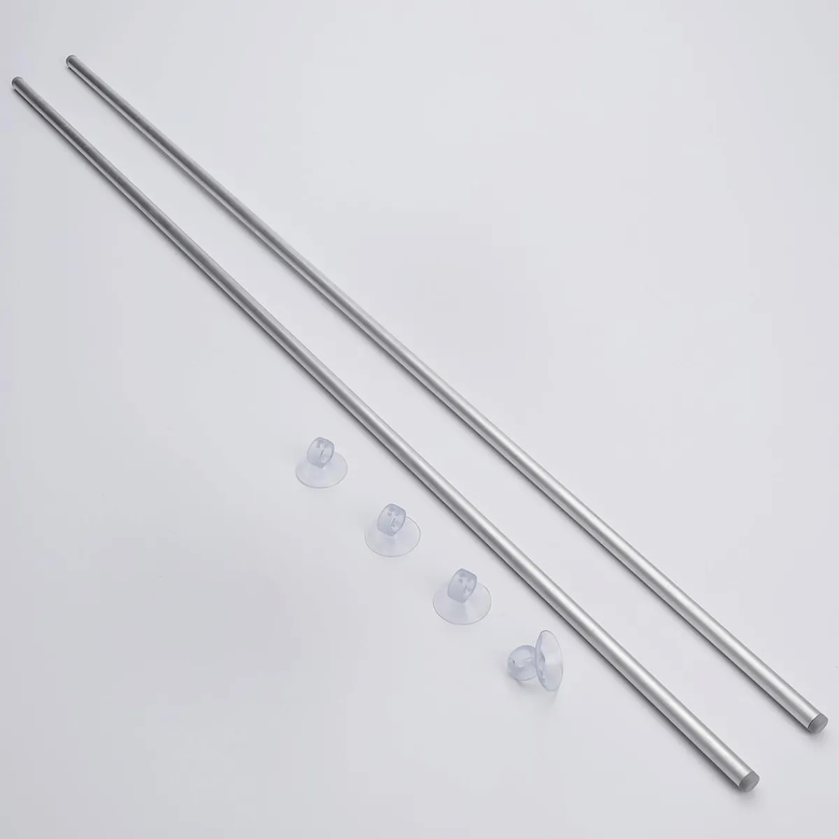 New DecoWoerner Stoffbanner-Alu-Aufhängestangen-Set Mit Saugnäpfchen Für Glasflächen, 104 Cm silber