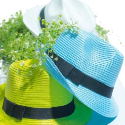 Online DecoWoerner Stroh-Hut Mit Schwarzem Band 30 Cm blau