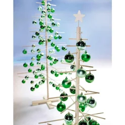 Discount DecoWoerner Tannene, Glänzende Weihnachtskugeln Aus Schwer Entflammbarem Kunststoff, 6 Cm Ø – 24 Stück grün