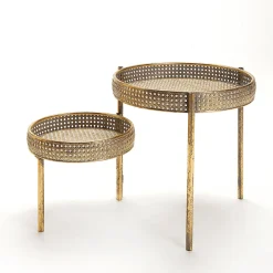 Online DecoWoerner Tisch Aus Metall Wiener Geflecht 68,5 Cm gold