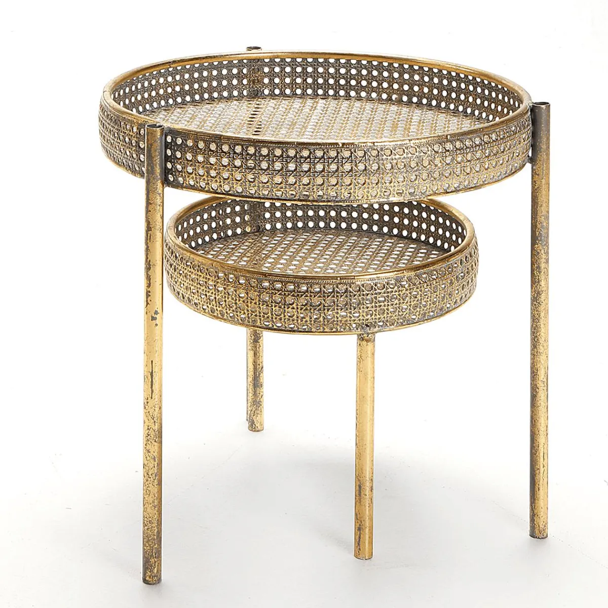 Online DecoWoerner Tisch Aus Metall Wiener Geflecht 68,5 Cm gold