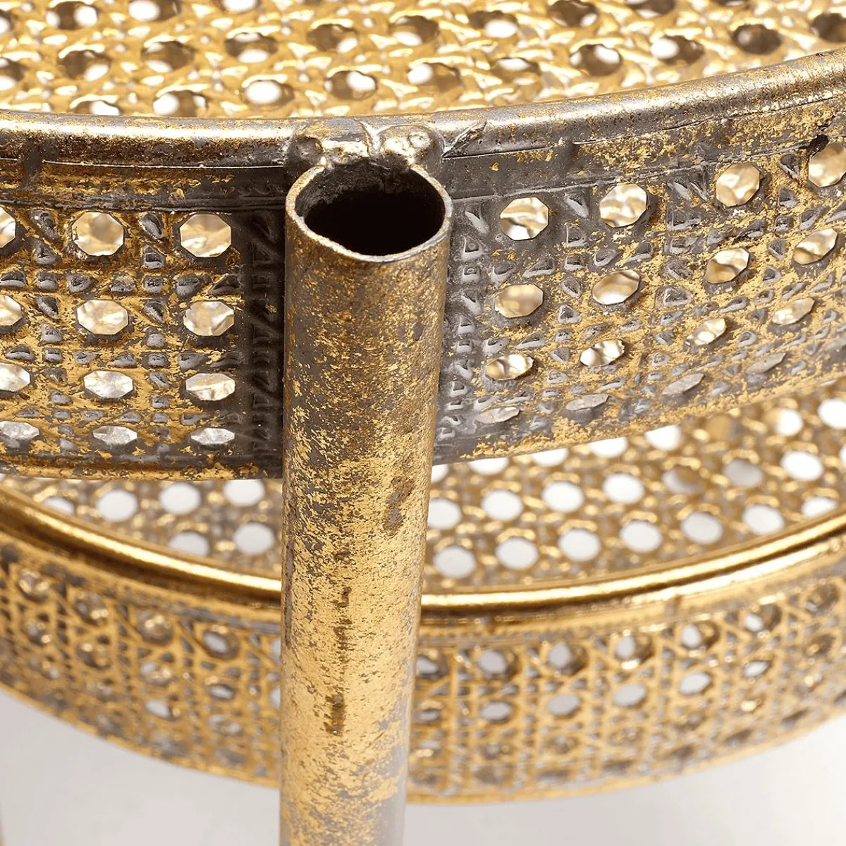 Online DecoWoerner Tisch Aus Metall Wiener Geflecht 68,5 Cm gold