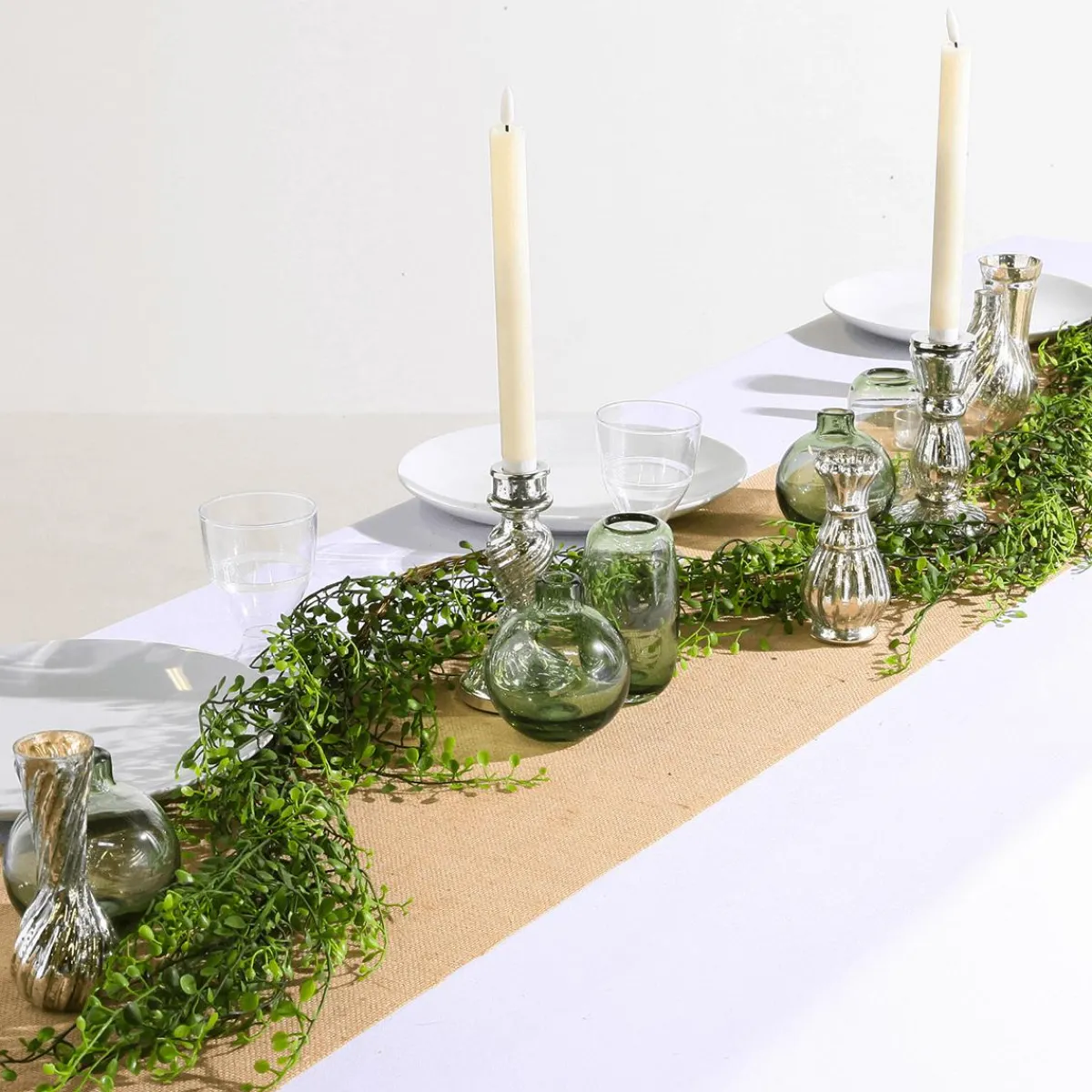 Discount DecoWoerner Tischdeko vasen Mit Tablett, 8-teilig silber