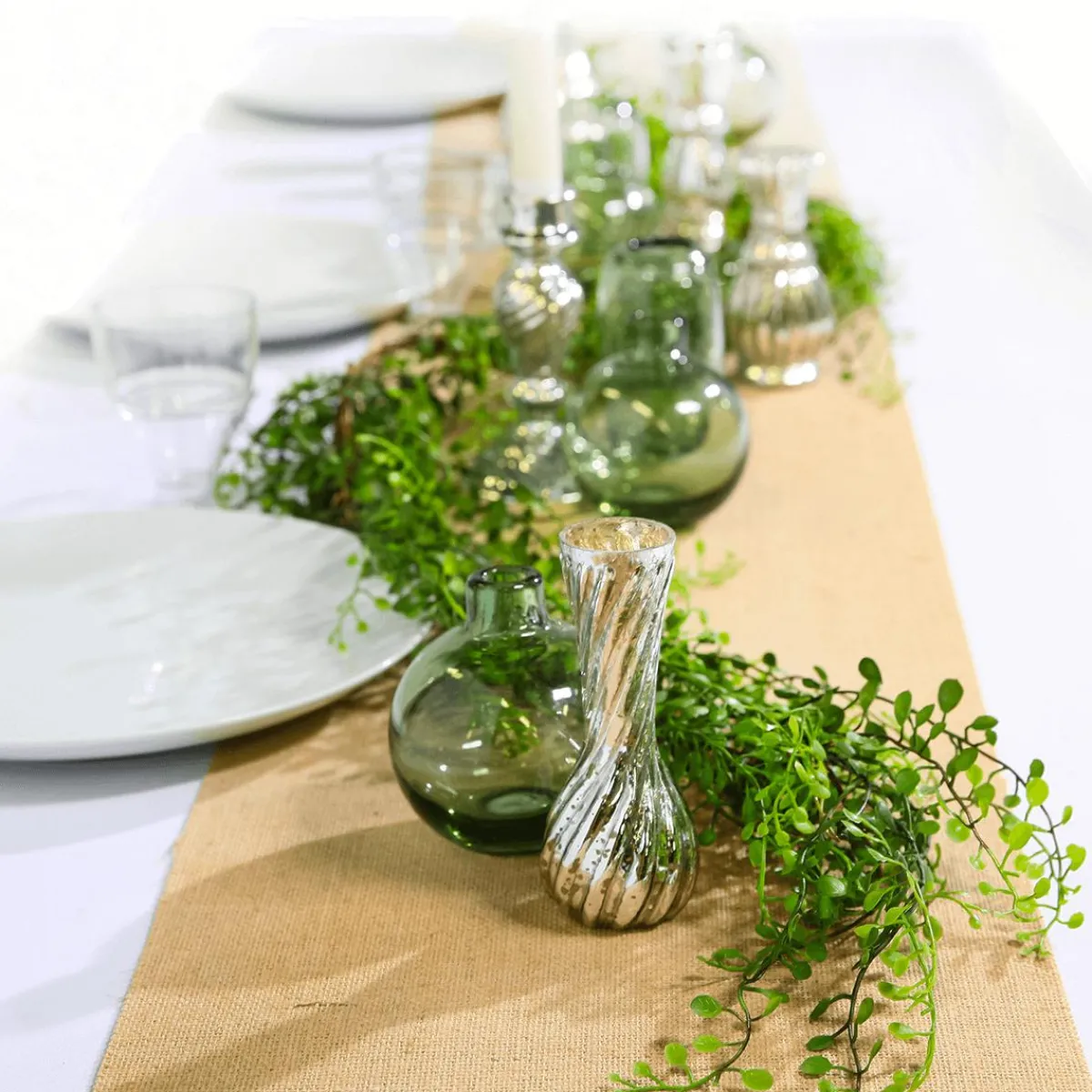 Discount DecoWoerner Tischdeko vasen Mit Tablett, 8-teilig silber