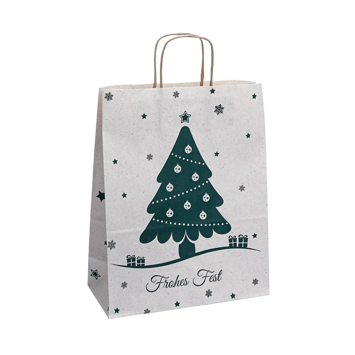 Online DecoWoerner Tragetasche Weihnachtsbaum, Graspapier, 34 X 26 X 12 Cm, 50 Stück weiß