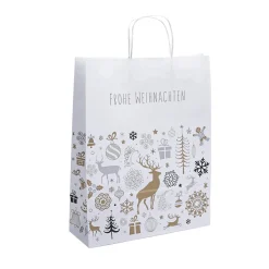Discount DecoWoerner Tragetasche Winter Dream, 41 X 32 X 12 Cm, 50 Stück weiß