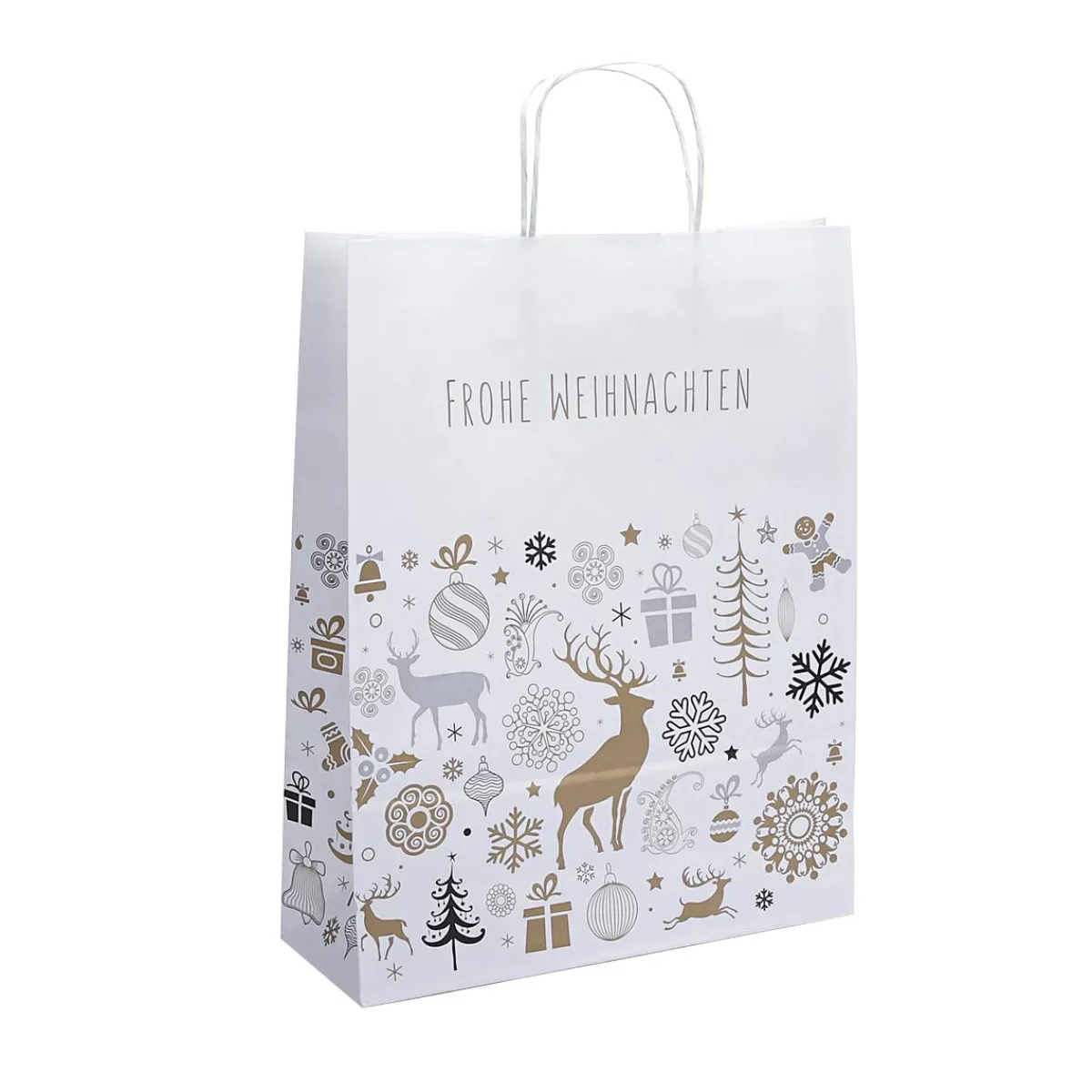 Discount DecoWoerner Tragetasche Winter Dream, 41 X 32 X 12 Cm, 50 Stück weiß
