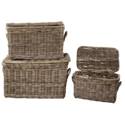 Outlet DecoWoerner Truhen Set Aus Rattan 3 Tlg. braun