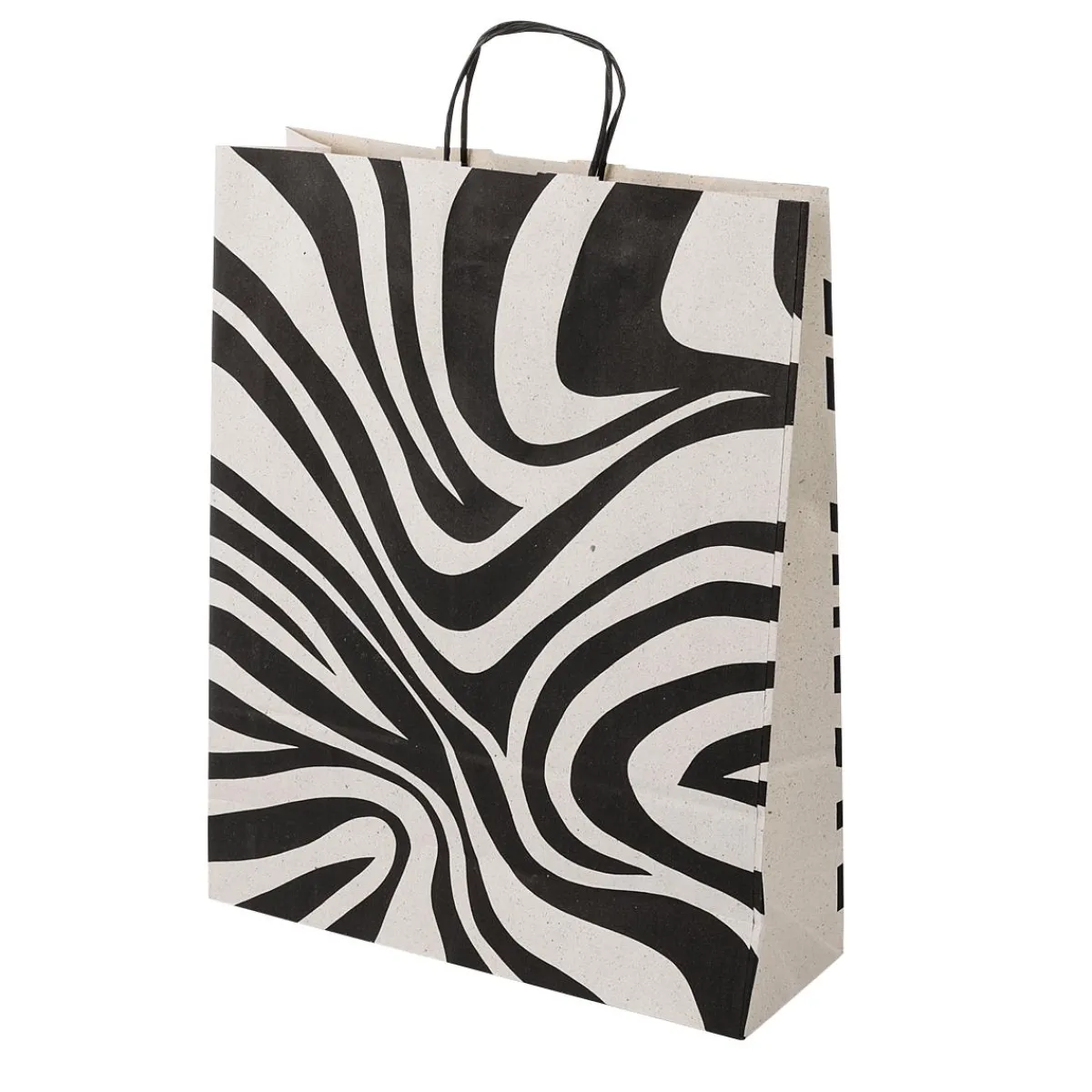 Best DecoWoerner Umweltfreundliche Geschenk-Trage-Taschen In Zebra-Muster 50 Stück 12 X 26 X 34 Cm