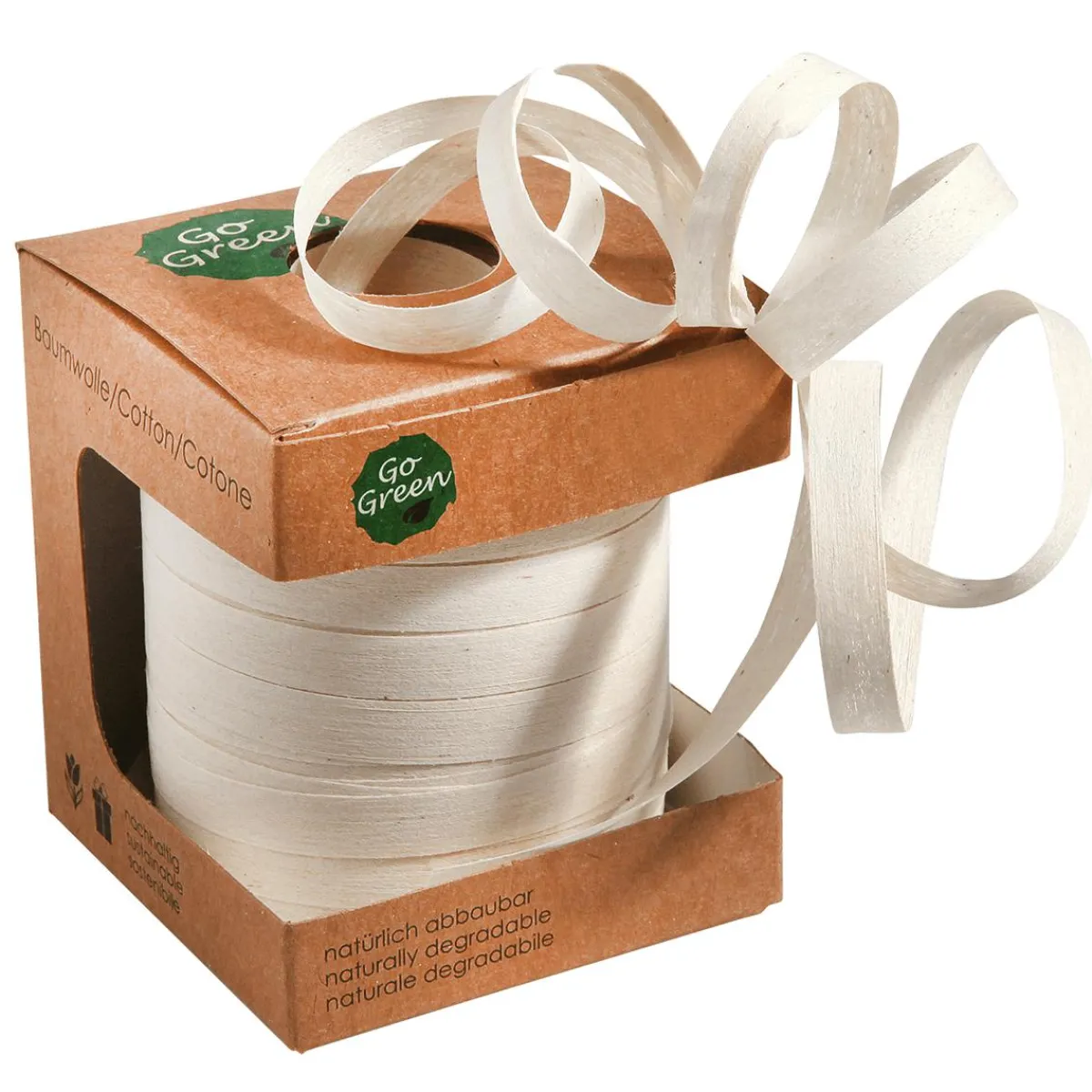 Discount DecoWoerner Umweltfreundliches Ringelband Aus Abbaubarem Material 10 Mm 100 M Creme weiß