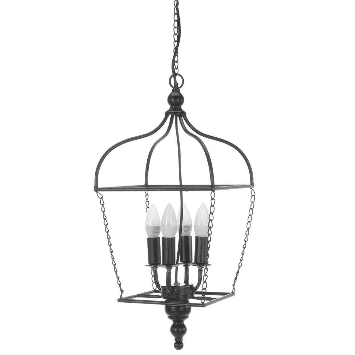 DecoWoerner Vintage Metall Hängelampe Mit Zuleitung Und Kette schwarz