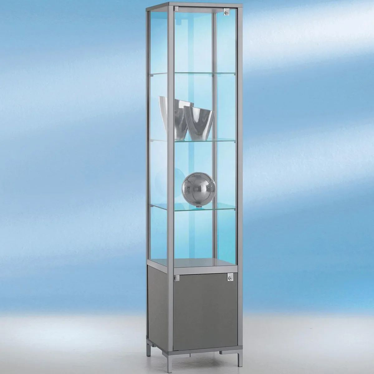 Best DecoWoerner Vitrine Mit Staufach & Licht 186 X 40 Cm transparent