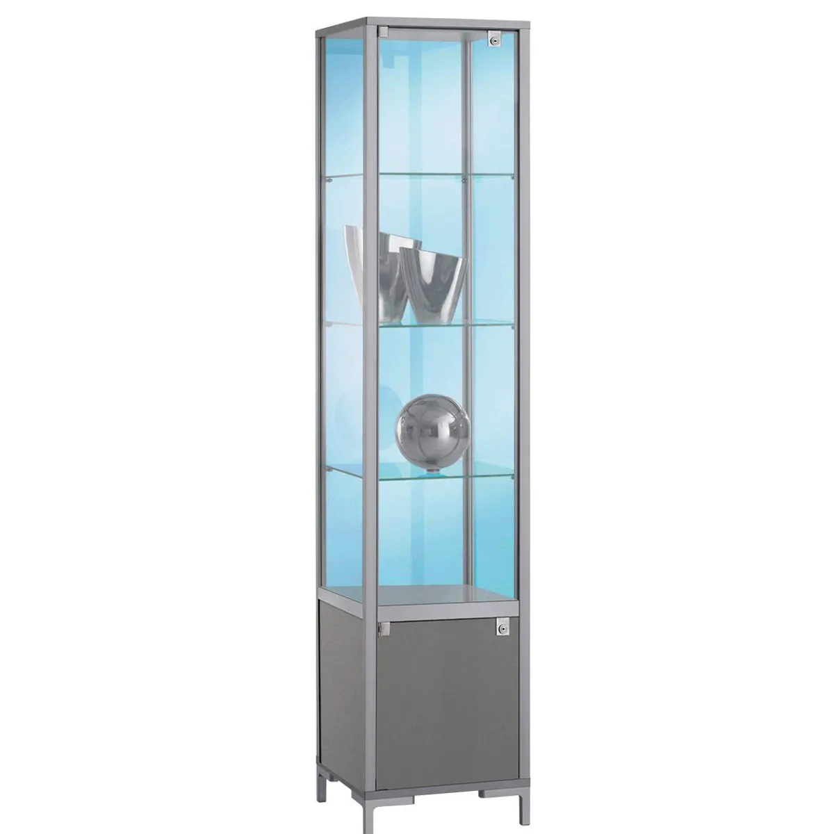 Best DecoWoerner Vitrine Mit Staufach & Licht 186 X 40 Cm transparent