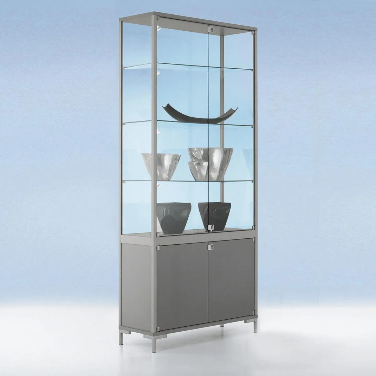 Outlet DecoWoerner Vitrine Mit Staufach & Licht 186 X 80 Cm transparent