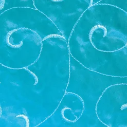 Outlet DecoWoerner Vorteilspaket "Organza Mit Ranken-Stickerei", Eis 5 M blau
