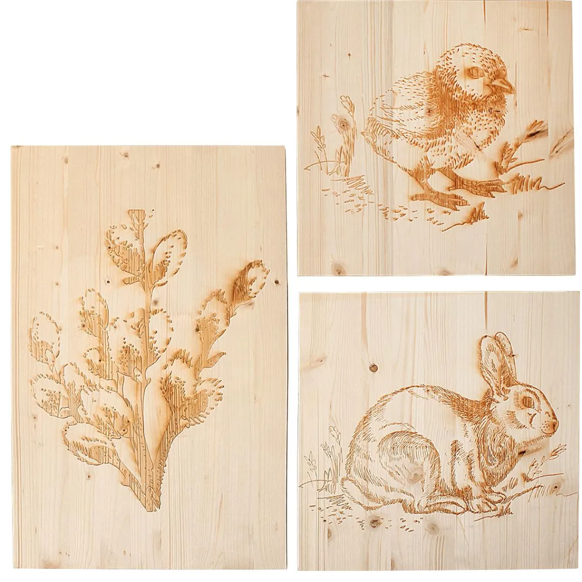 Clearance DecoWoerner Wandbild-Set Brandmalerei Beige
