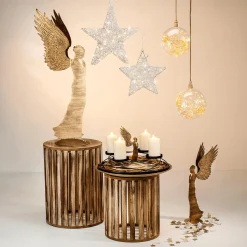 Clearance DecoWoerner Weiden-Ast-Türkranz Lackiert 40 Cm gold