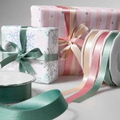 Hot DecoWoerner es Kraftpapier Mit Schneeflocken In Hellblau, Rosa, Silber & Mint – 50 M Geschenkpapier-Rolle weiß