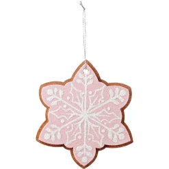 Hot DecoWoerner Weihnachtsanhänger Lebkuchen Schneeflocke 14 Cm Ø 4 Stück rosa