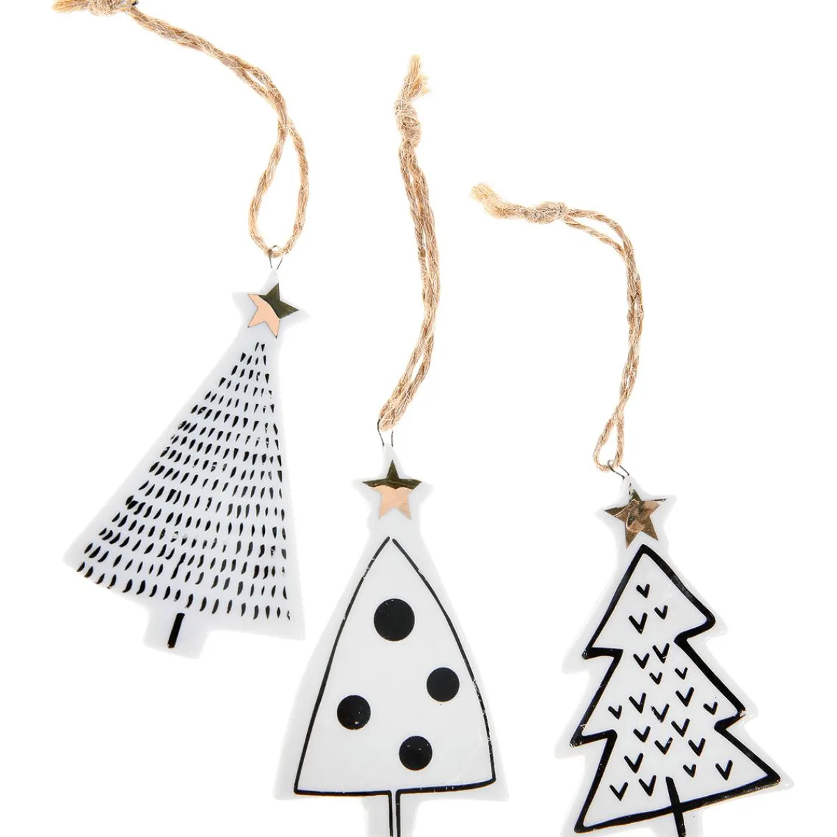 Discount DecoWoerner WeihnachtsanhängerTannen, 3 Stück weiß