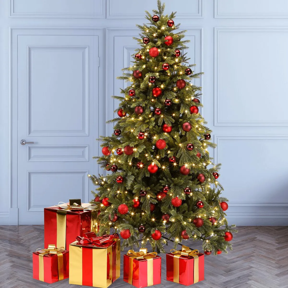 Outlet DecoWoerner Weihnachtsgeschenk 40 Cm Mit Roter Schleife gold