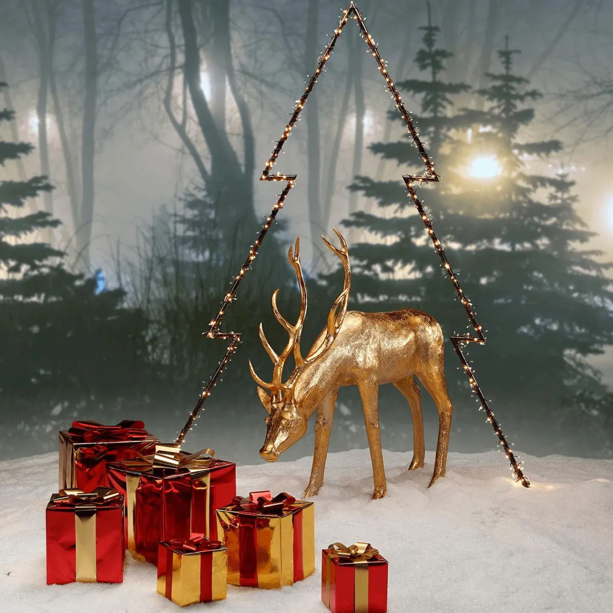 Hot DecoWoerner Weihnachtsgeschenk 30 Cm Mit Goldener Schleife rot