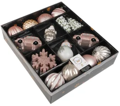 Clearance DecoWoerner Weihnachtshänger-Mix Box 25 Stück 6 Cm Ø rosa