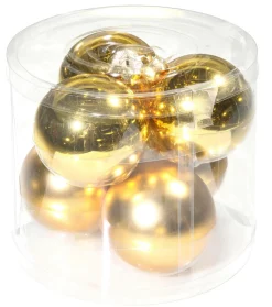 Outlet DecoWoerner Weihnachtskugel Aus Glas 8 Cm, Dunkel, 6 Stück gold
