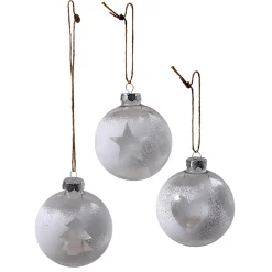 Online DecoWoerner Weihnachtskugel Winter-White 8 Cm, 3 Stück transparent