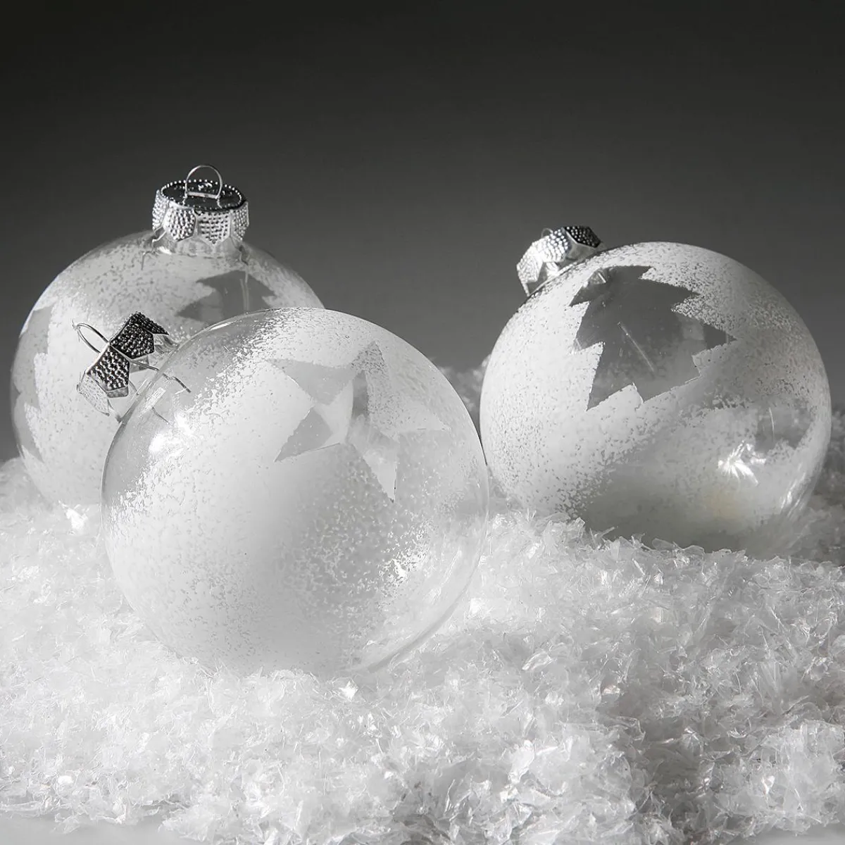 Online DecoWoerner Weihnachtskugel Winter-White 8 Cm, 3 Stück transparent