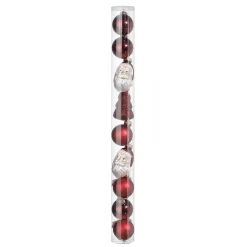 New DecoWoerner Weihnachtskugel-Set Aus Glas 9 Stück In Der Box rot