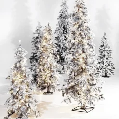 Hot DecoWoerner Wintertanne, Beschneite Luvi-Kunsttanne Mit LED-Licht, 210 Cm weiß
