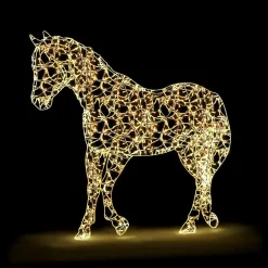 Hot DecoWoerner XXL Lichtobjekt LED Pferd Für Außen Laufend silber