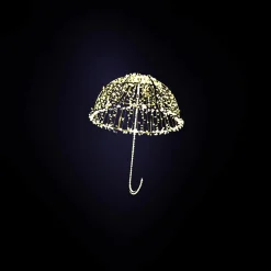 DecoWoerner XXL Lichtobjekt LED Regenschirm 200 Cm gold