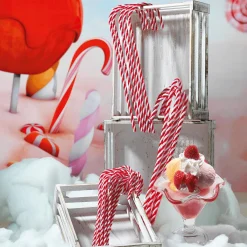 Discount DecoWoerner XXL Zuckerstangen Lebensmittel-Attrappe 5 Stück 40 Cm rot