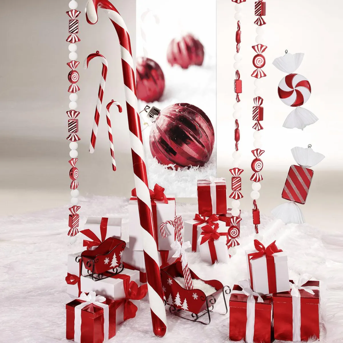 Discount DecoWoerner XXL Zuckerstangen Lebensmittel-Attrappe 5 Stück 50 Cm rot