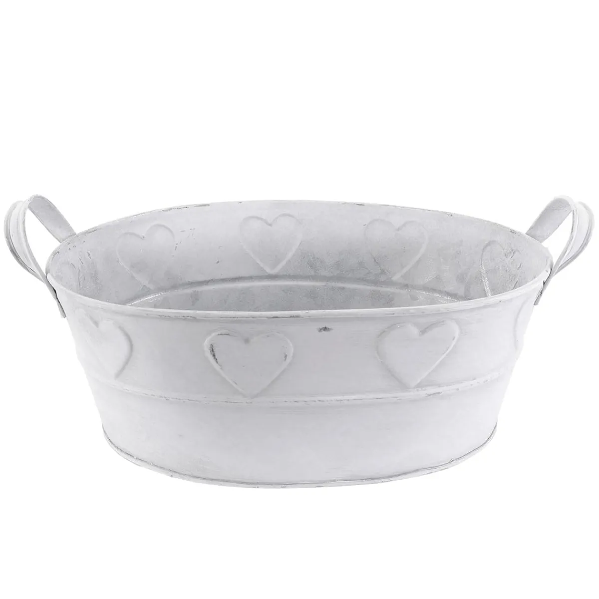 Online DecoWoerner Zinkwanne Mit Herzmuster 32 Cm weiß