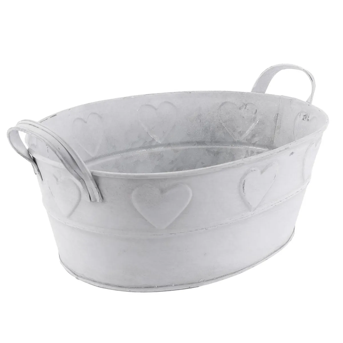 Online DecoWoerner Zinkwanne Mit Herzmuster 32 Cm weiß