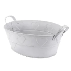 Online DecoWoerner Zinkwanne Mit Herzmuster 32 Cm weiß